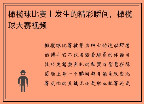 橄榄球比赛上发生的精彩瞬间，橄榄球大赛视频